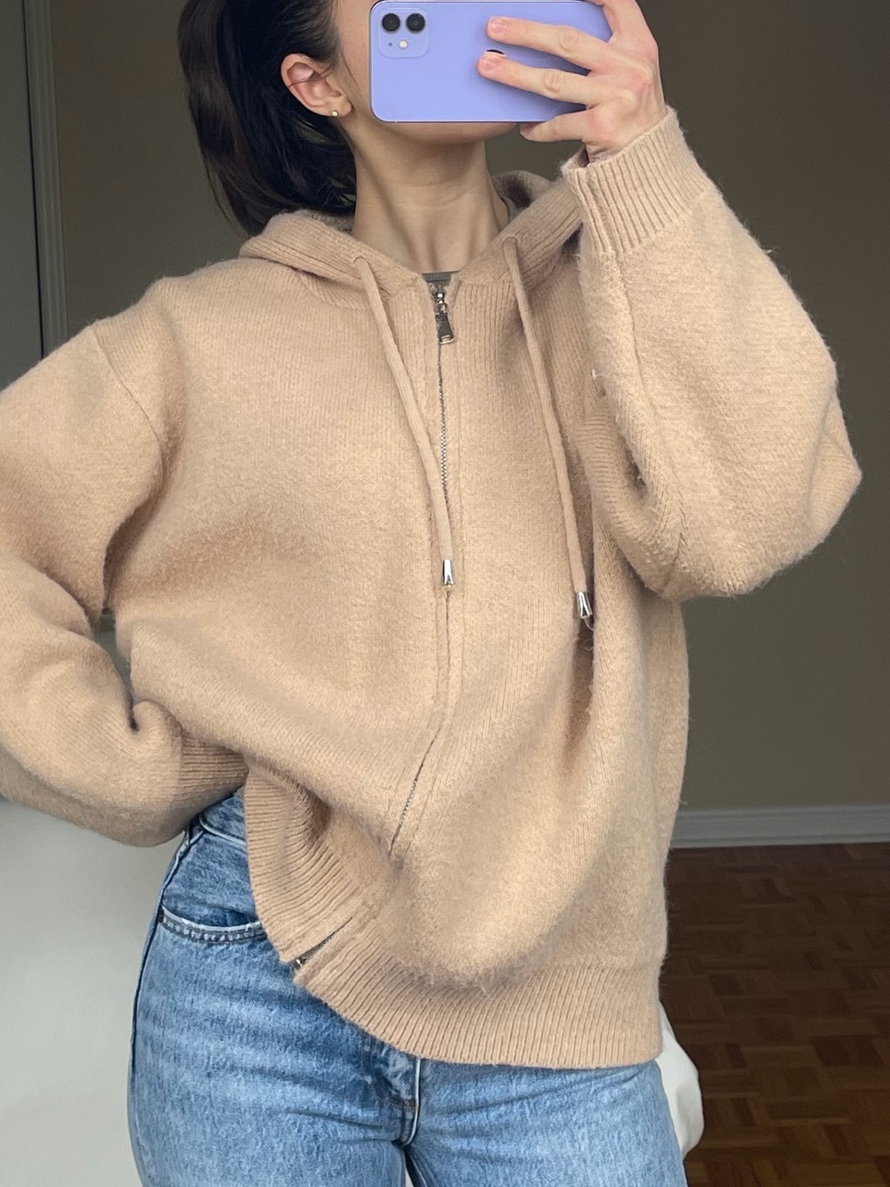 Cozy Zip-Up Hoodie in Camel Tan